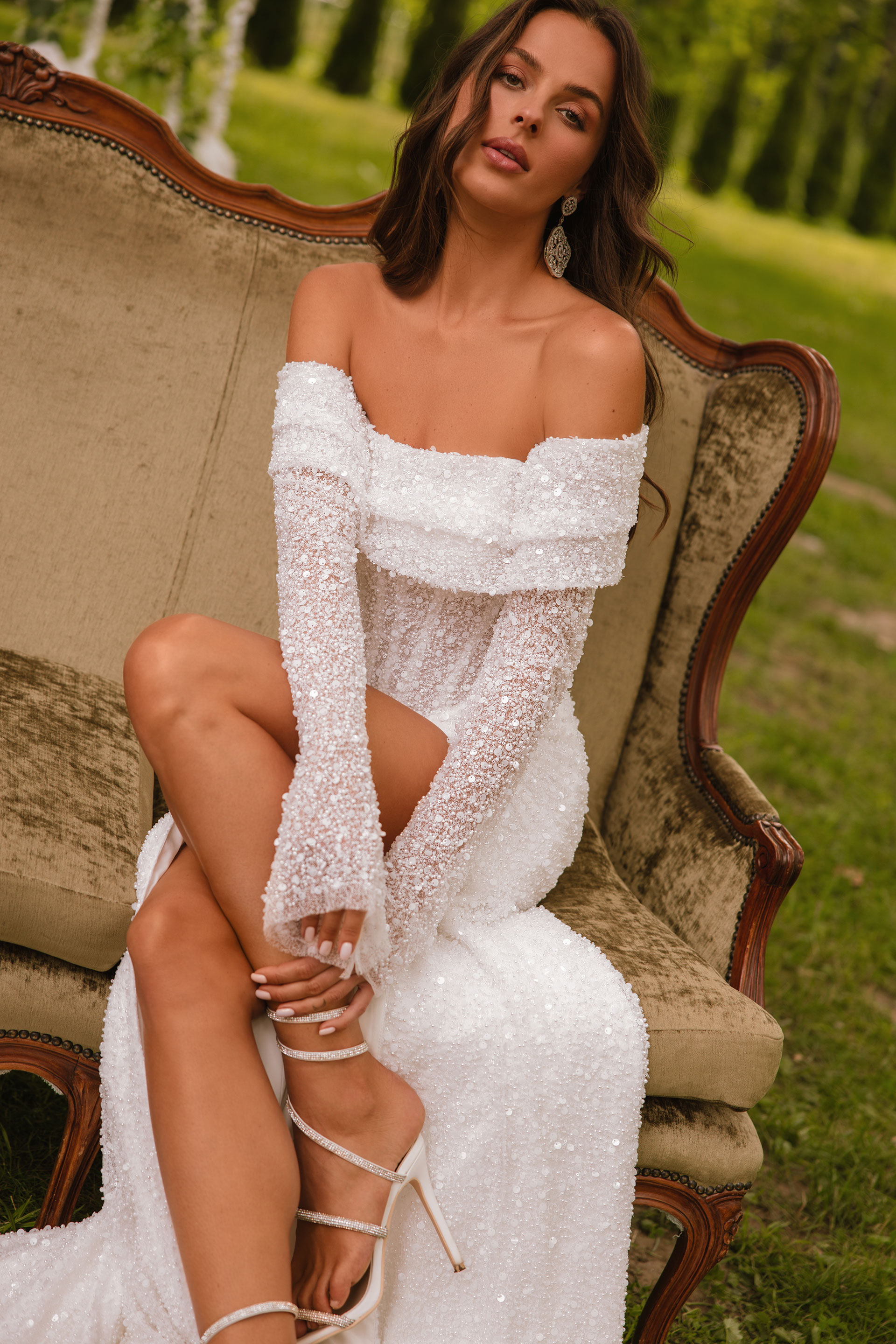 Contemporary bridal dress with elegant handmade embellishments